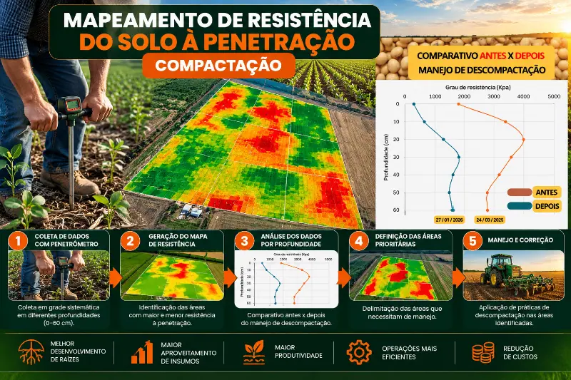 Mapeamento e Análise de Resistência do Solo à Penetração (Compactação)